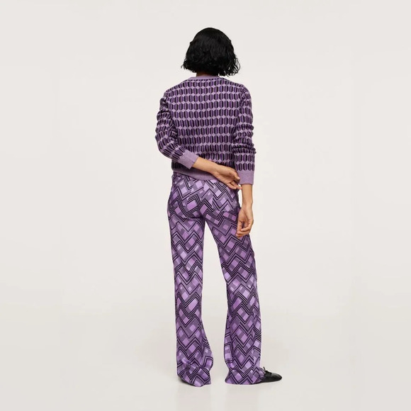 Mango Small Light fabric Printed design. Geometric print. Wide-leg design. - Picture 3 of 8